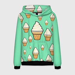 Толстовка-худи мужская Мороженое - Ice Cream Party, цвет: 3D-черный