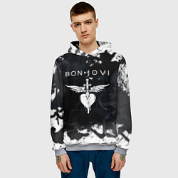Толстовка-худи мужская BON JOVI БОН ДЖОВИ, цвет: 3D-меланж — фото 2
