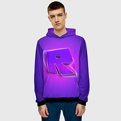 Толстовка-худи мужская ROBLOX NEON LOGO РОБЛОКС, цвет: 3D-черный — фото 2