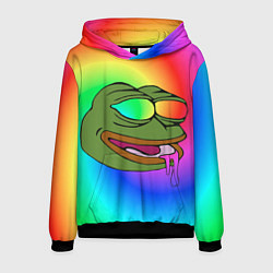 Толстовка-худи мужская Pepe rainbow, цвет: 3D-черный