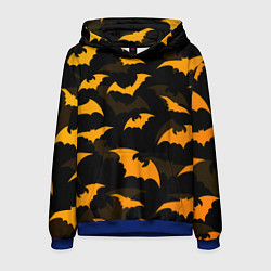 Толстовка-худи мужская ЛЕТУЧИЕ МЫШИ НОЧЬ ХЕЛЛОУИН HALLOWEEN NIGHT BATS, цвет: 3D-синий