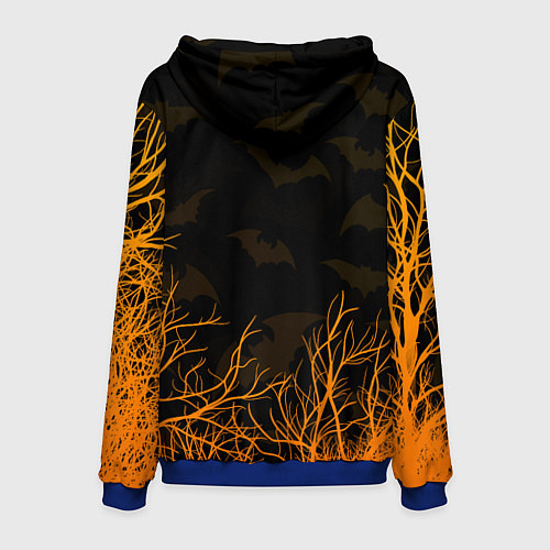 Мужская толстовка HALLOWEEN FOREST BATS ЛЕТУЧИЕ МЫШИ В ЛЕСУ ХЕЛЛОУИН / 3D-Синий – фото 2
