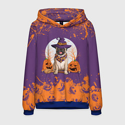 Толстовка-худи мужская Мопс на хэллоуин, цвет: 3D-синий