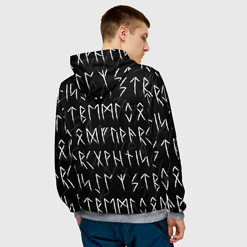 Мужская толстовка СЛАВЯНСКИЕ СКАНДИНАВСКИЕ РУНЫ РУНИЧЕСКИЙ АЛФАВИТ / 3D-Меланж – фото 4