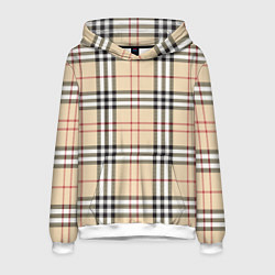 Толстовка-худи мужская Клетчатый принт в стиле Burberry, цвет: 3D-белый