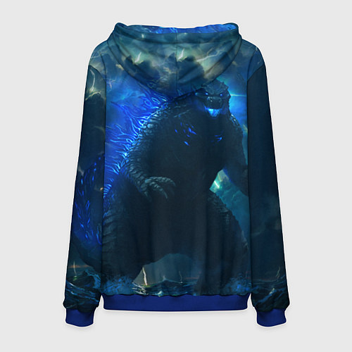 Мужская толстовка ГОДЗИЛЛА В МОРЕ / 3D-Синий – фото 2