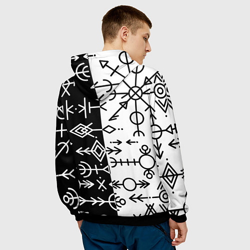 Мужская толстовка ДРЕВНИЕ СЛАВЯНСКИЕ РУНЫ / 3D-Черный – фото 4