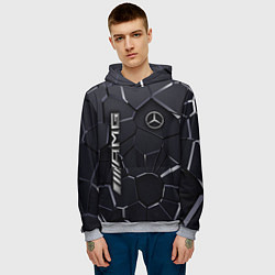 Толстовка-худи мужская Mercedes AMG 3D плиты, цвет: 3D-меланж — фото 2