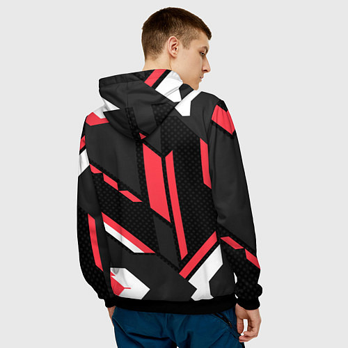 Мужская толстовка MERCEDES-BENZ AMG GEOMETRY STRIPES RED / 3D-Черный – фото 4