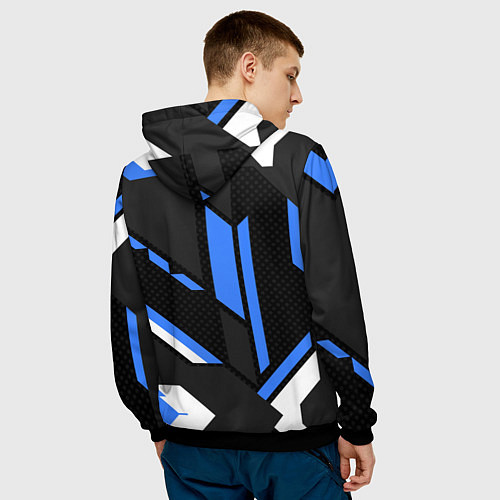 Мужская толстовка НИССАН ЛОГО СИНИЯ ГЕОМЕТРИЯ CYBER / 3D-Черный – фото 4