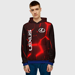 Толстовка-худи мужская ЛЕКСУС КРАСНЫЕ 3Д ПЛИТЫ, цвет: 3D-синий — фото 2