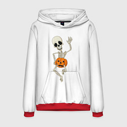 Толстовка-худи мужская Скелет в тыкве, цвет: 3D-красный