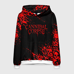 Толстовка-худи мужская CANNIBAL CORPSE КРАСНЫЕ ЧЕРЕПА, цвет: 3D-белый