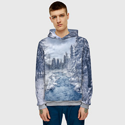 Толстовка-худи мужская СНЕЖНЫЙ ПЕЙЗАЖ, цвет: 3D-меланж — фото 2