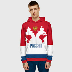 Толстовка-худи мужская Russia Team, цвет: 3D-красный — фото 2