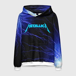 Толстовка-худи мужская METALLICA BLUE FLASH МЕТАЛЛИКА СИНИЕ МОЛНИИ, цвет: 3D-белый