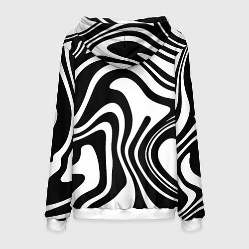 Мужская толстовка Черно-белые полосы Black and white stripes / 3D-Белый – фото 2