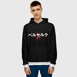Толстовка-худи мужская БЕРСЕРК ЛОГОТИП BERSERK LOGO, цвет: 3D-белый — фото 2