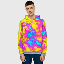 Толстовка-худи мужская Яркая абстракция космических красок, цвет: 3D-меланж — фото 2