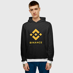 Толстовка-худи мужская БИНАНС ЛОГО CARBON BINANCE LOGO, цвет: 3D-белый — фото 2