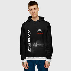 Толстовка-худи мужская Черная Тойота Камри, цвет: 3D-белый — фото 2