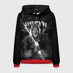 Толстовка-худи мужская Перун Славянский бог, цвет: 3D-красный