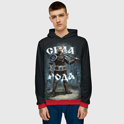 Толстовка-худи мужская Сила Рода Славянский воин, цвет: 3D-красный — фото 2