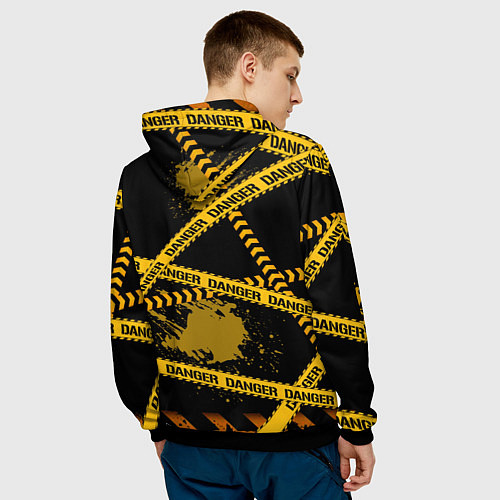 Мужская толстовка Лента DANGER / 3D-Черный – фото 4