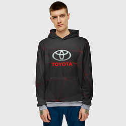 Толстовка-худи мужская Toyota Тонкие линии неона, цвет: 3D-меланж — фото 2