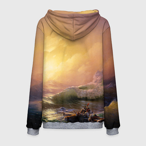 Мужская толстовка Шторм в море девятый вал / 3D-Меланж – фото 2