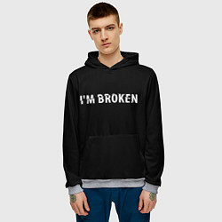 Толстовка-худи мужская Im broken Я сломан, цвет: 3D-меланж — фото 2