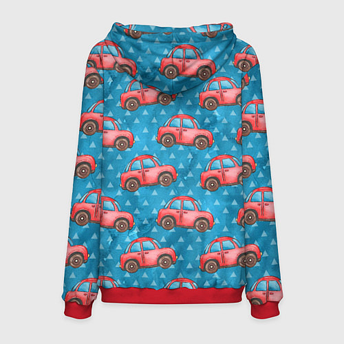Мужская толстовка Машинки детский рисунок / 3D-Красный – фото 2