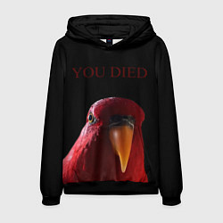 Толстовка-худи мужская Красный попугай Red parrot, цвет: 3D-черный