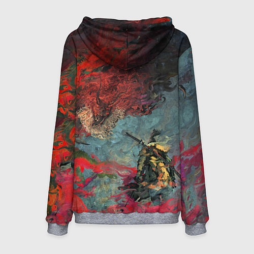 Мужская толстовка Sekiro Самурай против дракона / 3D-Меланж – фото 2