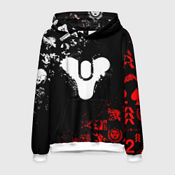 Толстовка-худи мужская DESTINY 2 RED & WHITE PATTERN LOGO, цвет: 3D-белый