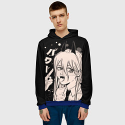 Толстовка-худи мужская Пауэр, Человек-бензопила, цвет: 3D-синий — фото 2