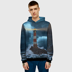 Толстовка-худи мужская НОЧНОЙ МАЯК, цвет: 3D-черный — фото 2