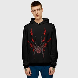 Толстовка-худи мужская Красно белый паук, цвет: 3D-черный — фото 2