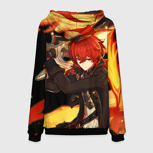 Мужская толстовка Геншин импакт: Дилюк / 3D-Черный – фото 2