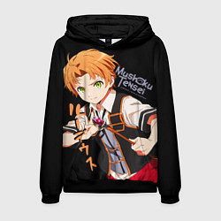 Толстовка-худи мужская Реинкарнация безработного - Рудеус Грейрат, цвет: 3D-черный