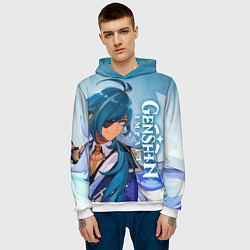 Толстовка-худи мужская Геншин импакт: Кэйа, цвет: 3D-белый — фото 2