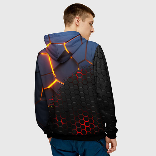 Мужская толстовка 3D РАЗЛОМ И СТАЛЬНАЯ БРОНЯ ПОПУЛЯРНЫЕ ТЕКСТУРЫ / 3D-Черный – фото 4