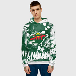 Толстовка-худи мужская Minnesota Wild, Миннесота Уайлд, цвет: 3D-белый — фото 2