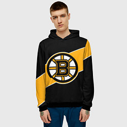 Толстовка-худи мужская Бостон Брюинз, Boston Bruins, цвет: 3D-черный — фото 2