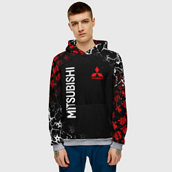 Толстовка-худи мужская MITSUBISHI SAMURAI JAPAN STYLE ИЕРОГЛИФЫ, цвет: 3D-меланж — фото 2