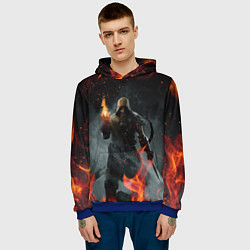 Толстовка-худи мужская TES SKYRIM DOVAHKIN FLAME ДРАКОНОРОЖДЕННЫЙ, цвет: 3D-синий — фото 2