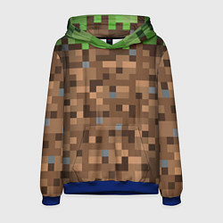 Толстовка-худи мужская ЗЕМЛЯ DIRT MINECRAFT, цвет: 3D-синий