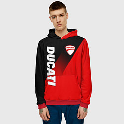 Толстовка-худи мужская DUCATI RED DEVIL MOTOCYCLE, цвет: 3D-красный — фото 2