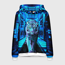 Толстовка-худи мужская Крадущийся тигр, цвет: 3D-белый
