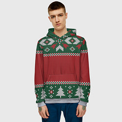 Толстовка-худи мужская Knitted Christmas Pattern, цвет: 3D-меланж — фото 2